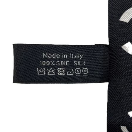  CHANEL シャネル ヘアバンド 細いスカーフ ツイリー ブラック×ホワイト シルク100％