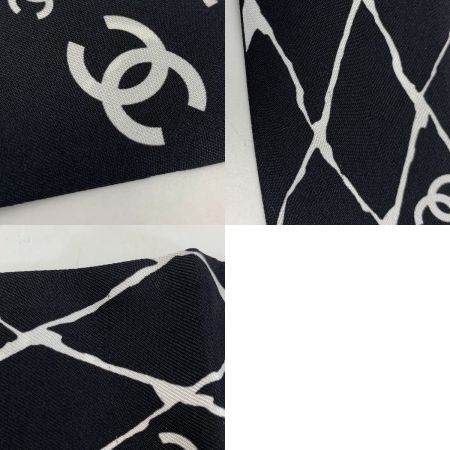  CHANEL シャネル ヘアバンド 細いスカーフ ツイリー ブラック×ホワイト シルク100％