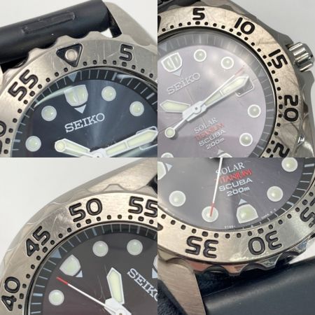  SEIKO セイコー AIR DIVERS 200m ダイバースキューバ V145-0AH0 ブラック ソーラー メンズ 腕時計