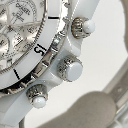  CHANEL シャネル J12 クロノグラフ 9Pダイヤ H2009 ホワイト セラミック 自動巻き メンズ 腕時計