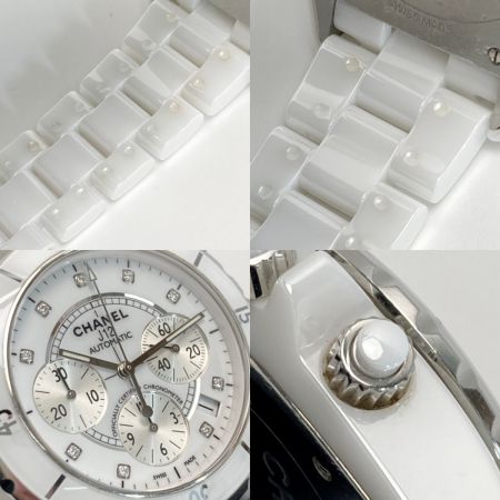  CHANEL シャネル J12 クロノグラフ 9Pダイヤ H2009 ホワイト セラミック 自動巻き メンズ 腕時計