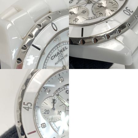  CHANEL シャネル J12 クロノグラフ 9Pダイヤ H2009 ホワイト セラミック 自動巻き メンズ 腕時計