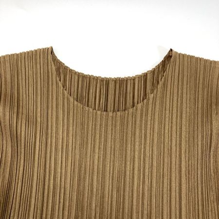  ISSEY MIYAKE イッセイミヤケ PLEATS PLEASE 長袖カットソー PP23-JK773 ブラウン×ダークブラウン サイズ 3 レディース
