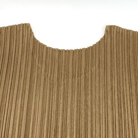  ISSEY MIYAKE イッセイミヤケ PLEATS PLEASE 長袖カットソー PP23-JK773 ブラウン×ダークブラウン サイズ 3 レディース