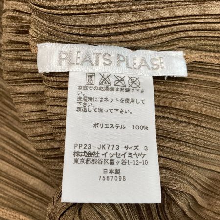  ISSEY MIYAKE イッセイミヤケ PLEATS PLEASE 長袖カットソー PP23-JK773 ブラウン×ダークブラウン サイズ 3 レディース