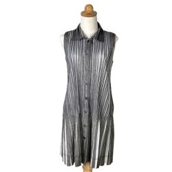 ☆☆ ISSEY MIYAKE イッセイミヤケ PLEATS PLEASE ノースリーブワンピース PP11-JT617 グレー×ライトグレー サイズ 3 レディース Bランク