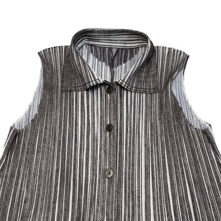  ISSEY MIYAKE イッセイミヤケ PLEATS PLEASE ノースリーブワンピース PP11-JT617 グレー×ライトグレー サイズ 3 レディース