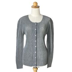  ISSEY MIYAKE イッセイミヤケ PLEATS PLEASE カーディガン PT21-FO209 グレー サイズ 3 レディース Bランク