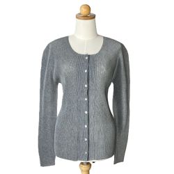 ☆☆ ISSEY MIYAKE イッセイミヤケ PLEATS PLEASE カーディガン PT21-FO209 グレー サイズ 3 レディース Bランク