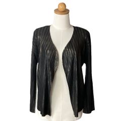  ISSEY MIYAKE イッセイミヤケ PLEATS PLEASE カーディガン ブラック×ゴールド サイズ 3 レディース Bランク