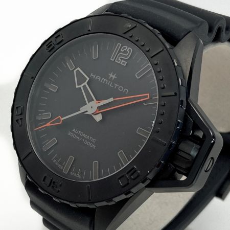  HAMILTON ハミルトン カーキ ネイビー オープンウォーター オート H77845330 ブラック 自動巻き メンズ 腕時計 箱有