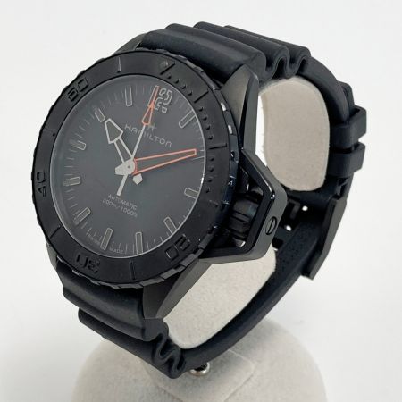  HAMILTON ハミルトン カーキ ネイビー オープンウォーター オート H77845330 ブラック 自動巻き メンズ 腕時計 箱有