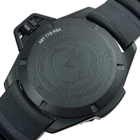  HAMILTON ハミルトン カーキ ネイビー オープンウォーター オート H77845330 ブラック 自動巻き メンズ 腕時計 箱有