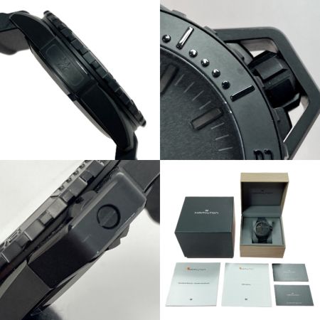  HAMILTON ハミルトン カーキ ネイビー オープンウォーター オート H77845330 ブラック 自動巻き メンズ 腕時計 箱有