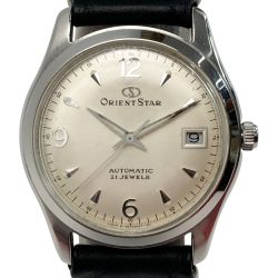 ☆☆ ORIENT STAR オリエントスター デイト 21石 裏スケ 597302-70 シルバー 自動巻き メンズ 腕時計 Cランク