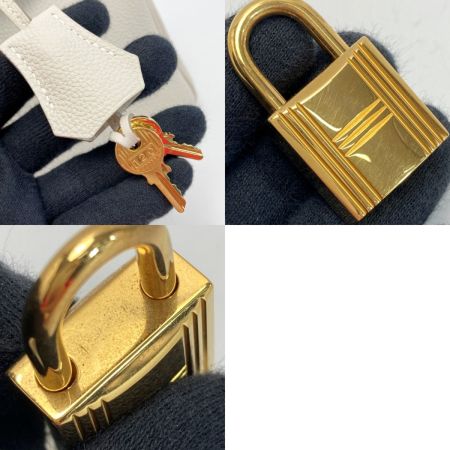  HERMES エルメス バーキン25 ハンドバッグ クレ トゴ T刻印 クロシェット・カデナ・鍵有