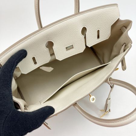  HERMES エルメス バーキン25 ハンドバッグ クレ トゴ T刻印 クロシェット・カデナ・鍵有