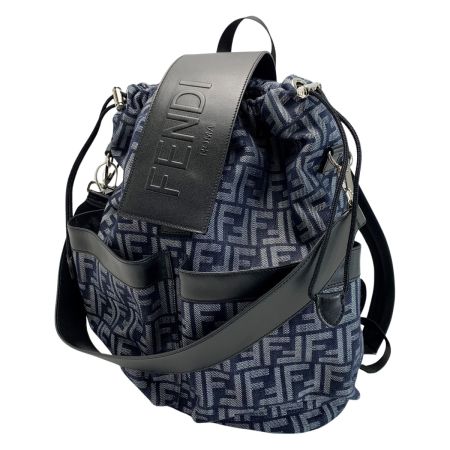  FENDI フェンディ リュック ズッカ FFジャガードストライクミディアム 7VZ070 ブルー/ブラック ファブリック レザー