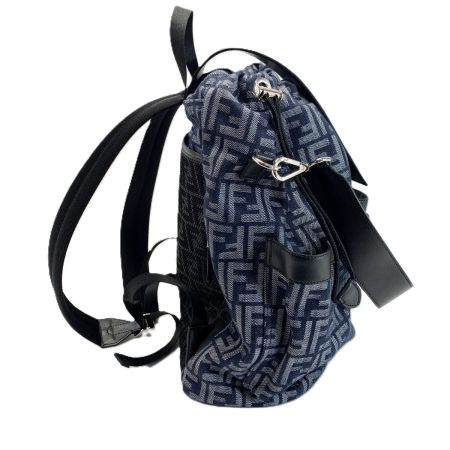  FENDI フェンディ リュック ズッカ FFジャガードストライクミディアム 7VZ070 ブルー/ブラック ファブリック レザー