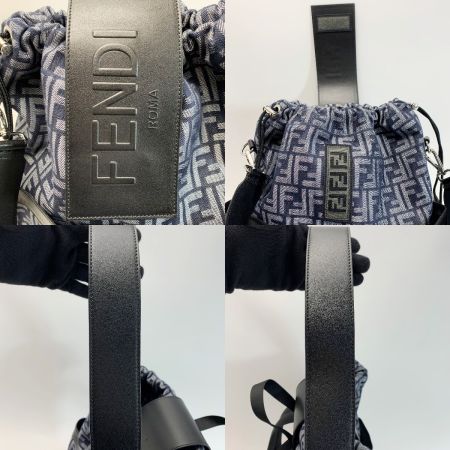  FENDI フェンディ リュック ズッカ FFジャガードストライクミディアム 7VZ070 ブルー/ブラック ファブリック レザー