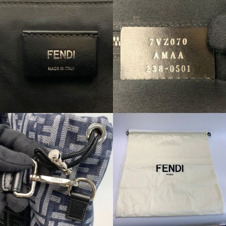  FENDI フェンディ リュック ズッカ FFジャガードストライクミディアム 7VZ070 ブルー/ブラック ファブリック レザー