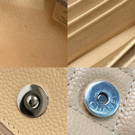  CHANEL シャネル マトラッセ クラシック チェーンウォレット AP0250 ベージュ キャビアスキン ココマーク