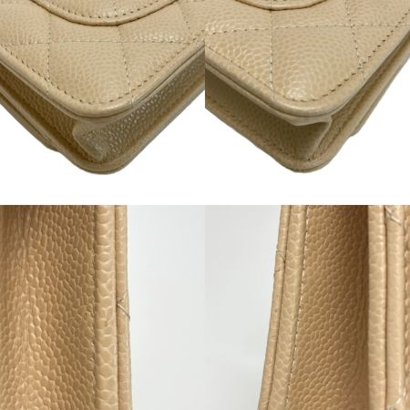  CHANEL シャネル マトラッセ クラシック チェーンウォレット AP0250 ベージュ キャビアスキン ココマーク