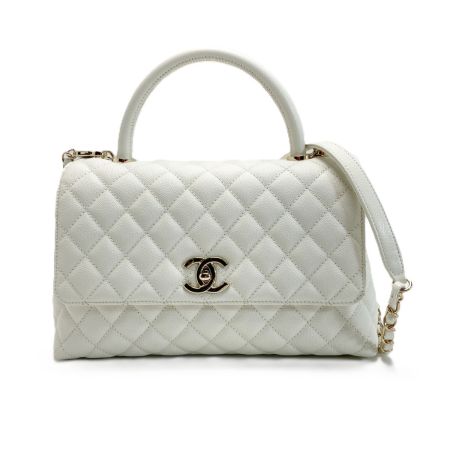  CHANEL シャネル ココハンドル29 マトラッセ A92991 ホワイト 2WAYバッグ キャビアスキン ココマーク