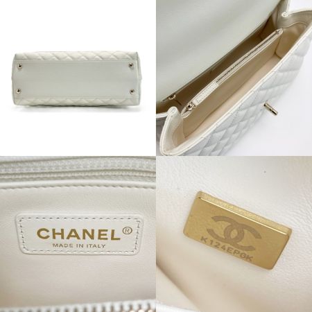  CHANEL シャネル ココハンドル29 マトラッセ A92991 ホワイト 2WAYバッグ キャビアスキン ココマーク