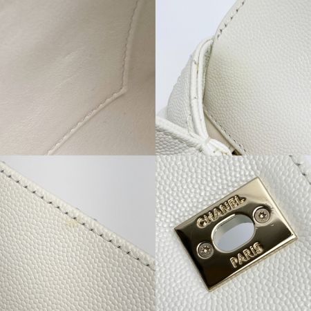  CHANEL シャネル ココハンドル29 マトラッセ A92991 ホワイト 2WAYバッグ キャビアスキン ココマーク