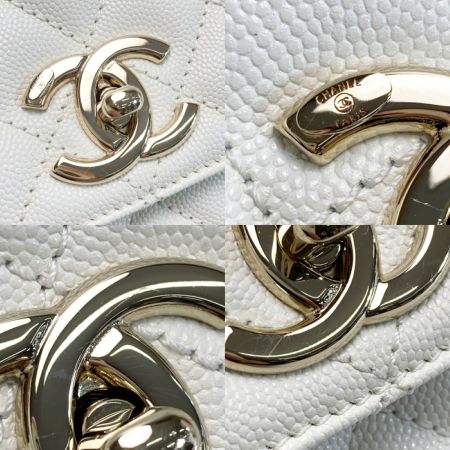  CHANEL シャネル ココハンドル29 マトラッセ A92991 ホワイト 2WAYバッグ キャビアスキン ココマーク