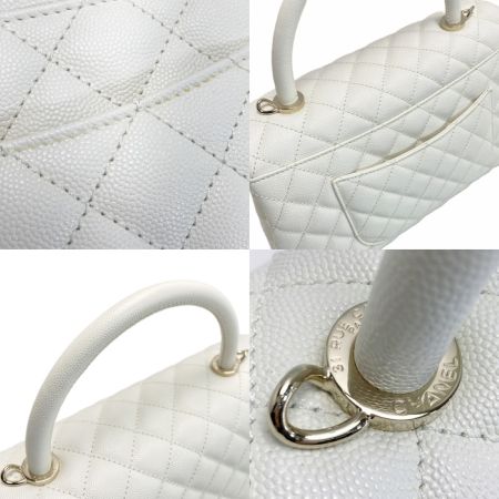  CHANEL シャネル ココハンドル29 マトラッセ A92991 ホワイト 2WAYバッグ キャビアスキン ココマーク