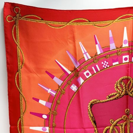  Christian Dior クリスチャンディオール スカーフ レッド シルク100％