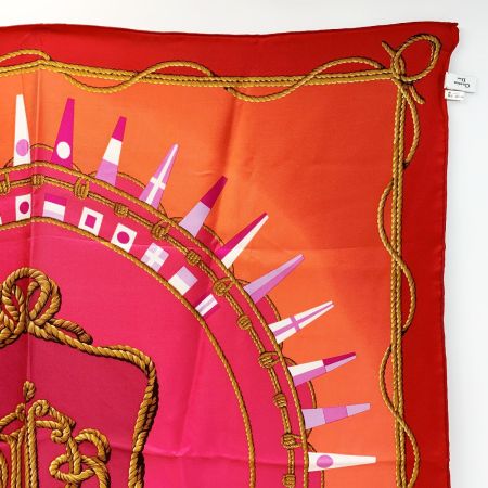  Christian Dior クリスチャンディオール スカーフ レッド シルク100％