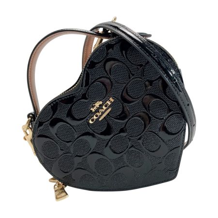 COACH コーチ ハート クロスボディ・シグネチャー レザー CV531 ブラック ショルダーバッグ
