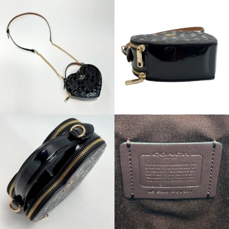  COACH コーチ ハート クロスボディ・シグネチャー レザー CV531 ブラック ショルダーバッグ
