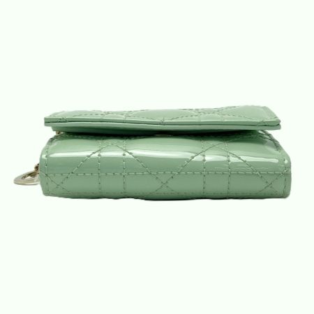  Christian Dior クリスチャンディオール カナージュ ロータスウォレット 97-MA-0224 パステルミント ３つ折り財布
