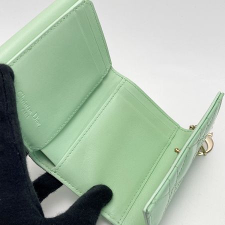  Christian Dior クリスチャンディオール カナージュ ロータスウォレット 97-MA-0224 パステルミント ３つ折り財布