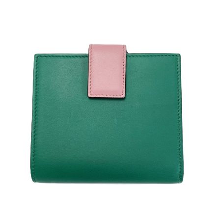  GUCCI グッチ 2つ折り財布 410104 グリーン×ピンク イニシャル入