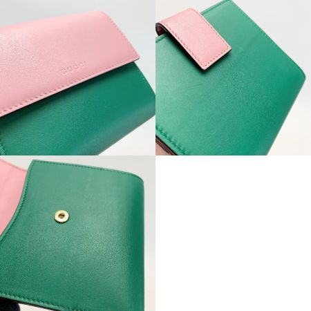  GUCCI グッチ 2つ折り財布 410104 グリーン×ピンク イニシャル入