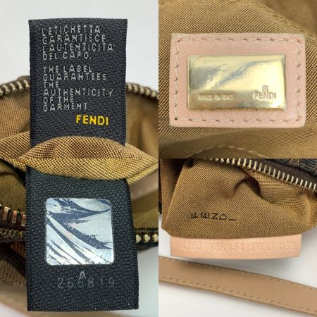  FENDI フェンディ アクセサリーポーチ ズッカ ブラウン×ライトピンク キャンバス×レザー