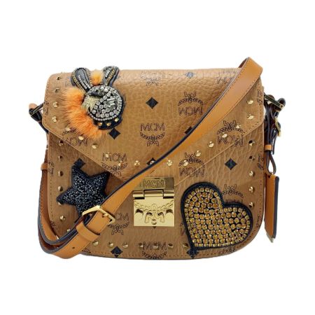  MCM エムシーエム パトリシア ショルダーバッグ ブラウン レザー