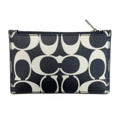 ☆☆ COACH コーチ シグネチャー カードケース  CP216 ブラック×ホワイト レディース Bランク