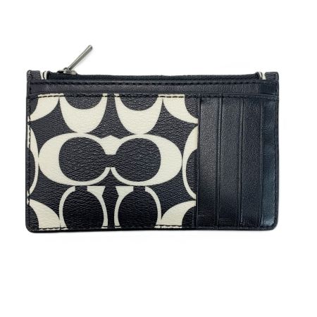  COACH コーチ シグネチャー カードケース  CP216 ブラック×ホワイト レディース