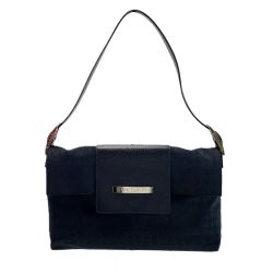 ☆☆ BVLGARI ブルガリ ワンショルダーバッグ ロゴマニア ブラック キャンバス レディース Bランク