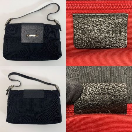  BVLGARI ブルガリ ワンショルダーバッグ ロゴマニア ブラック キャンバス レディース