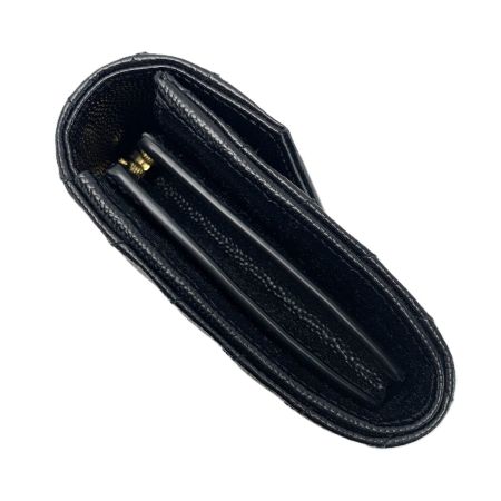  SAINT LAURENT(Yves Saint Laurent) 長財布 キャビアスキン ゴールドロゴ ブラック レザー レディース