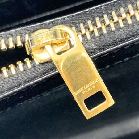 SAINT LAURENT(Yves Saint Laurent) 長財布 キャビアスキン ゴールドロゴ ブラック レザー レディース