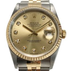 ROLEX ロレックス デイトジャスト 10Pダイヤ YG×SS 16233G シャンパン 自動巻き メンズ 腕時計 Bランク