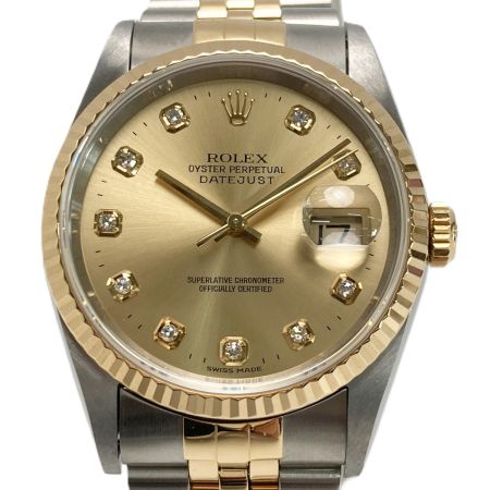 ROLEX ロレックス デイトジャスト 10Pダイヤ YG×SS 16233G シャンパン 自動巻き メンズ 腕時計